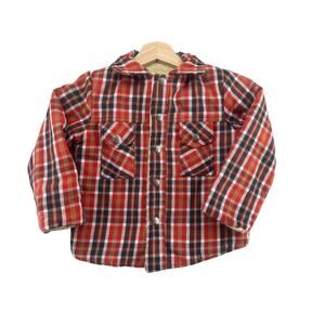 Sears Roebuck Kids Plaid Sherpa Lined Jacket Red Blue Tan Vintage Size 4